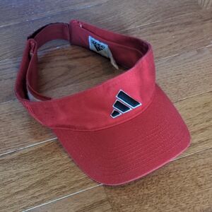 Adidas Golf Strapback Sun Visor Cap Red One Size Adjustable Embroidered Cotton